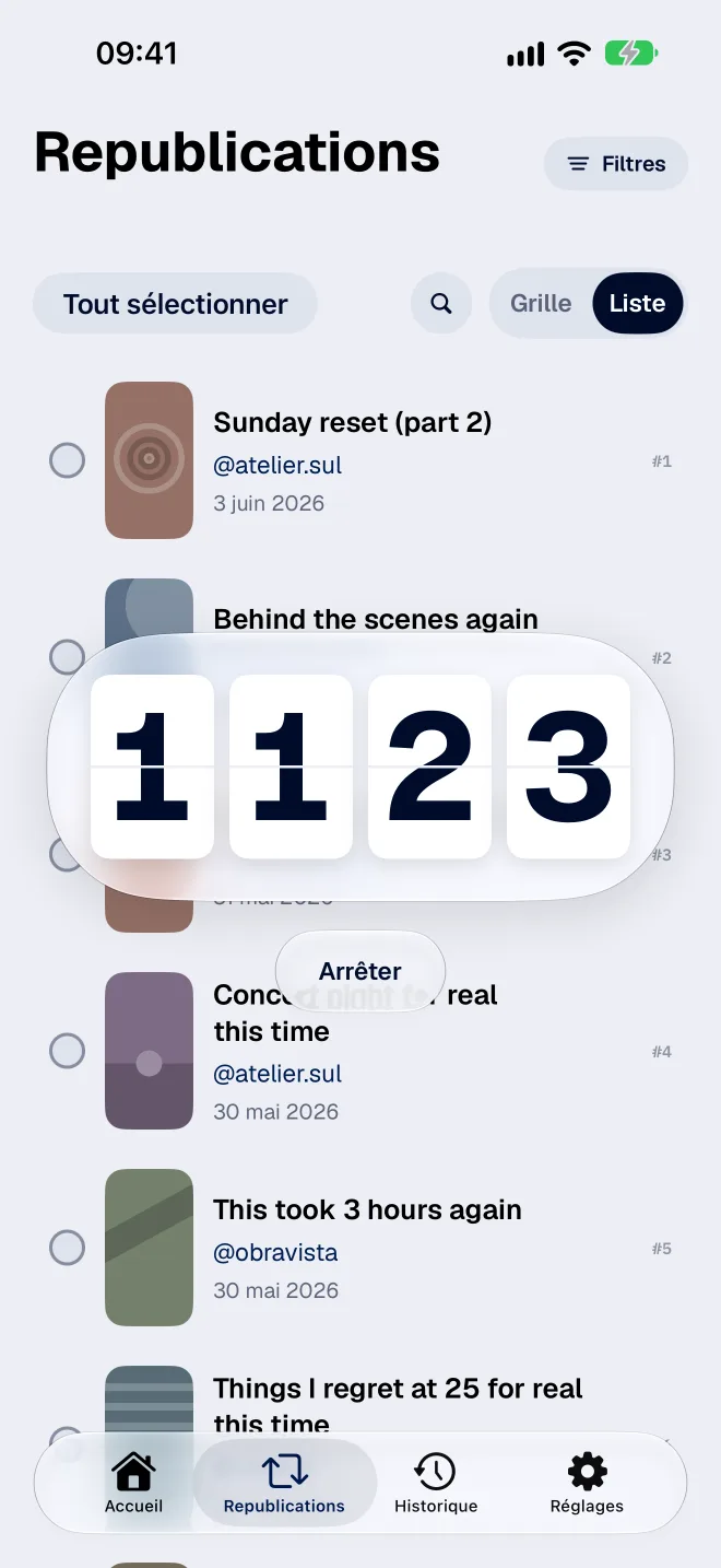 Un nettoyage en cours, avec sa progression et l’élément traité
